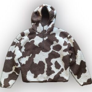 LA GROWN Women's Brown and White Fleece Hoodie